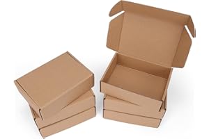Serwrsw 7x5x2 Shipping Boxes Set of 6, Small Cardboard Boxes for Packaging, Brown Mailing Boxes for Small Business