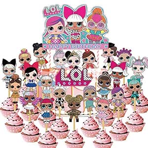 24 PCS LOL Cupcake Toppers,LOL Cake Topper Happy Birthday Party