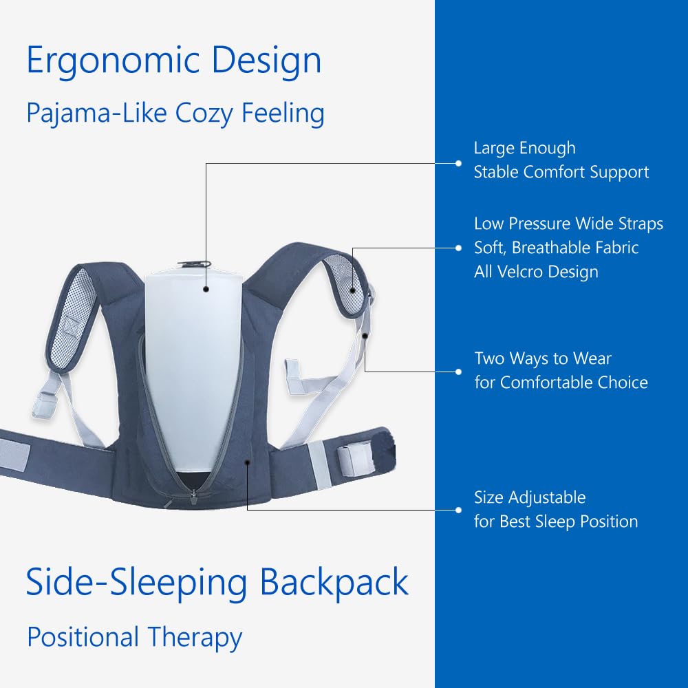 WoodyKnows Side-Sleeping Backpack, Sleep Position Trainer, Sleeping on The Side Alleviates Snoring Caused by Throat Issues (Small, Back Width＜16 Inch or 40 cm)