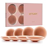ATTLADY Nipple Covers No Show 4 Pairs- Reusable Adhesive Silicone Sticky Triangle Nipple Pasties for Women