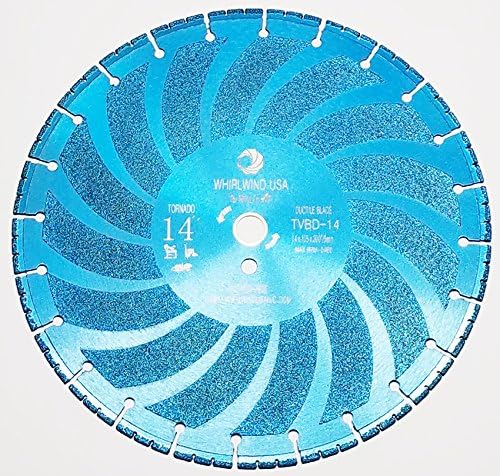 Whirlwind USA TVBD 14 in. All Purpose Metal Cutting Dry or Wet Cutting Vacuum-Brazed Segmented Diamond Blades for Metal and Plastic Materials (Factory Direct Sale) (D14")