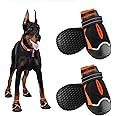 Boxxberk Dog Shoes for Large Dogs,Waterproof Dog Boots for Summer Hot Pavement Winter Snow,Anti-Slip Rubber Dog Booties Paw Protector for Outdoor Walking Hiking (Black,2.15")