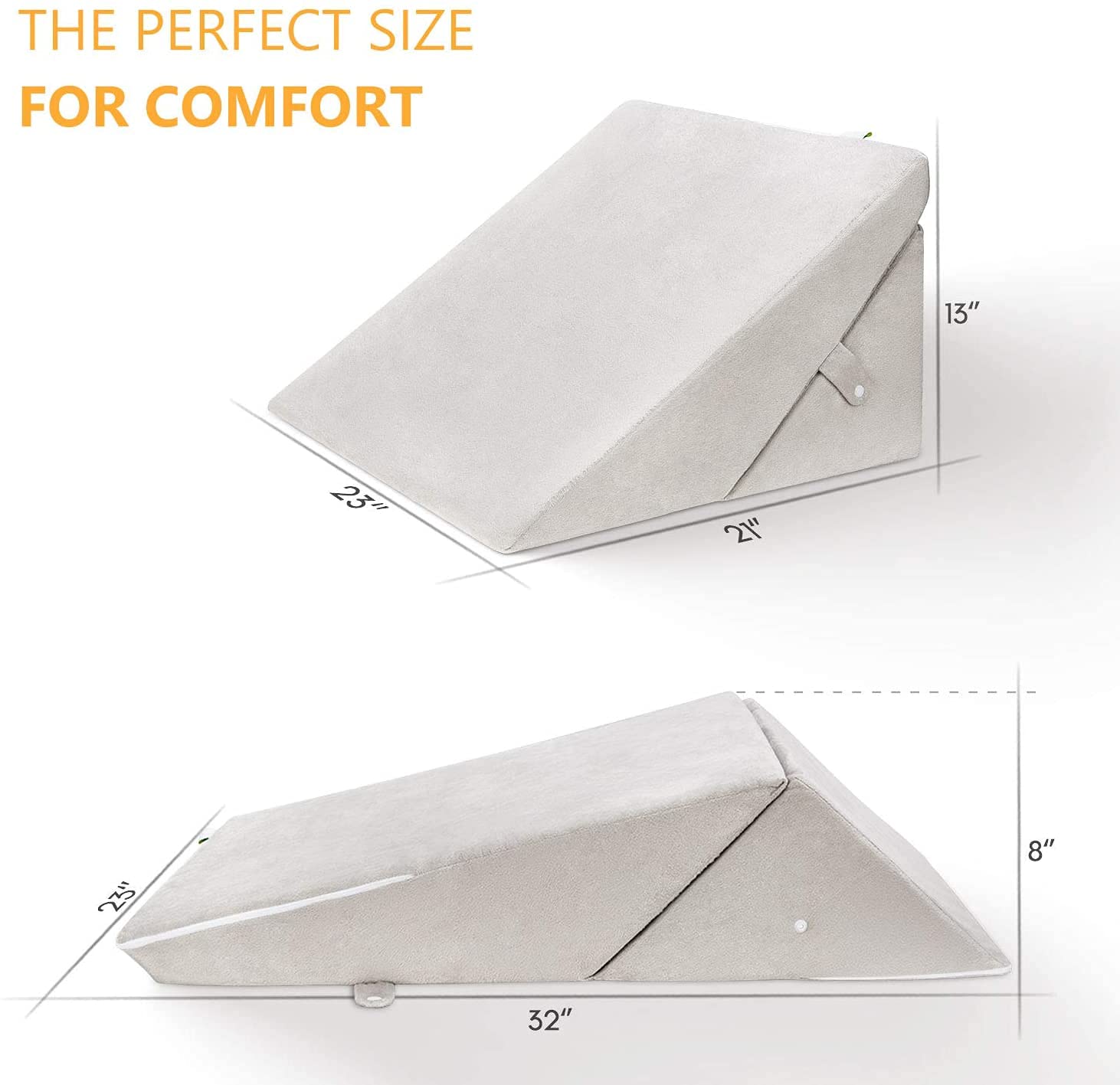 OasisSpace Bed Wedge Pillow, Adjustable 8&12 Inch Folding Memory Foam Sleeping Pillow Incline Cushion System for Legs and Back Pain with Washable Cover - Acid Reflux,Heartburn,Snoring,Reading