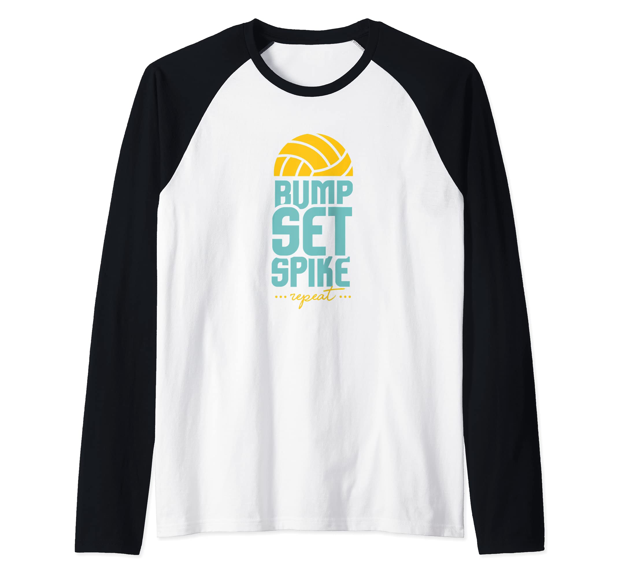 Volleyball Bump Set Spike Repeat I Volleyball Raglan Baseball Tee