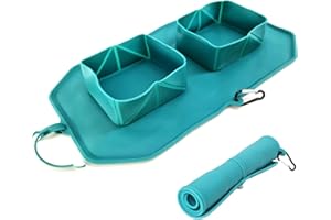 FORZAROCKET Portable Pet Feeder - Collapsible Cat Dog Bowls – Ideal for Travel Hiking Camping Walking - Dog Cat Beach Essentials – Food Grade Silicone – Foldable Bowls for Cats & Dogs, Blue