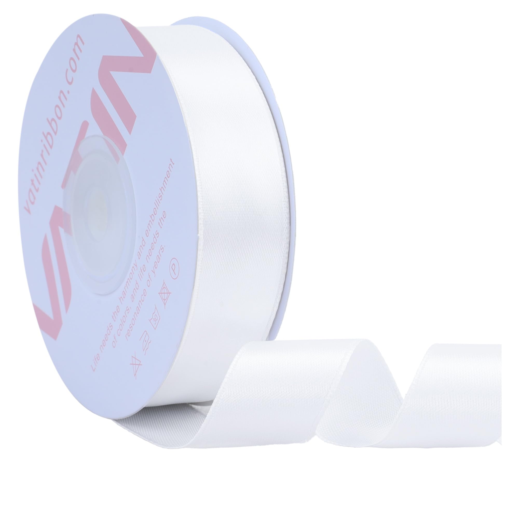 VATIN White Satin Ribbon Polyester 20mm X 23m(25 Yards) Craft Fabric Ribbon Perfect for Gift Wrapping,Hair Bow,Party Balloon Trimming, Cake Decoration Sewing and Other Craft Projects