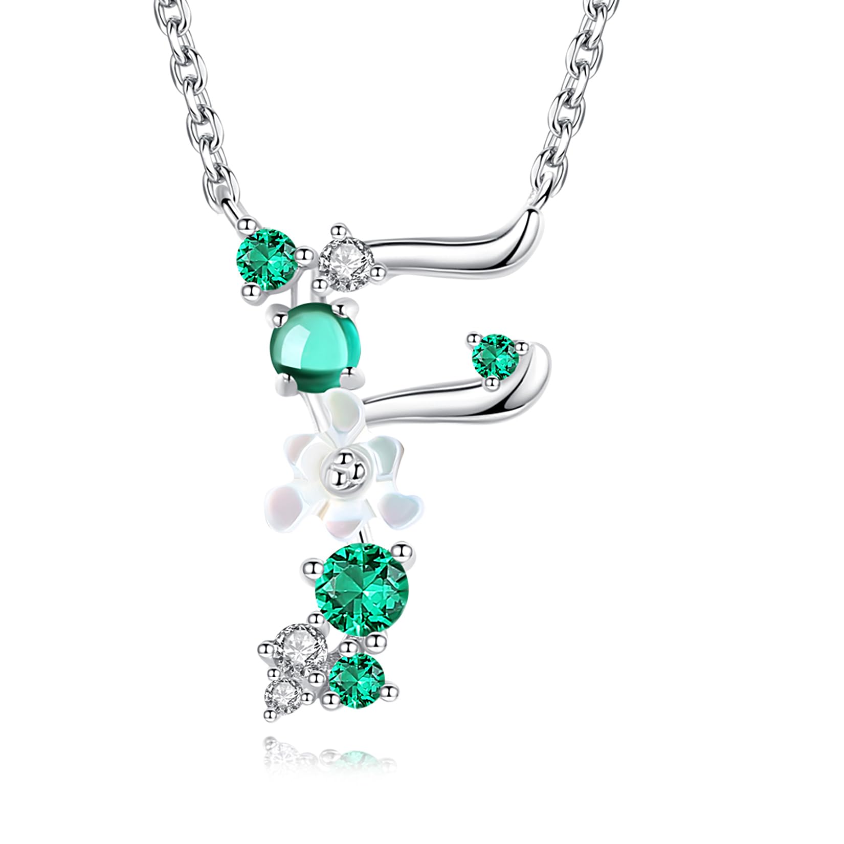 VIKI LYNN Letter F Initial Necklace 925 Sterling Silver Cubic Zirconia Personalised Alphabet Charm Pendant Necklace for Girls