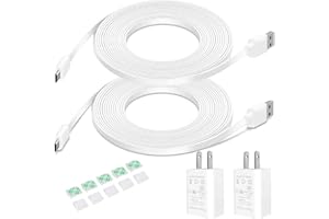 DIANMU 10FT Power Cord with Adapter for Wyze Cam V3/OG, Blink Mini/Mini Pan, Simplisafe, Eufy, Arlo Essential, KasaCam, Yi, Power Extension Cable Charger for Security Camera 2Pack(Not for Wyze Pan v3)