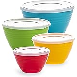 BINO | Mixing Bowl Set with Lids | Versatile Plastic Bowls for Kitchen Mixing, Serving, and Storage - 4-Piece Mixing Bowl Set