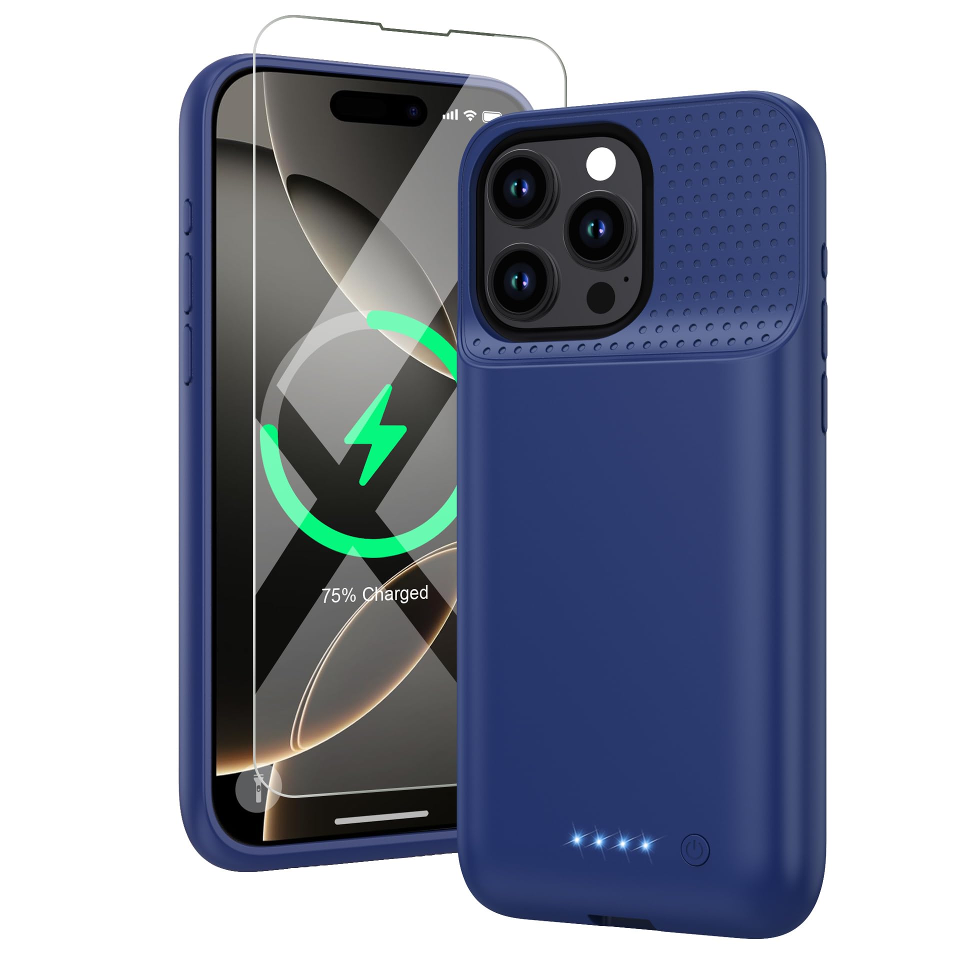 HETP Battery Case for iPhone 16 Pro Max, Upgraded 8600mAh Portable Charging Case, Ultra-Slim Lightweight Powerful Extended Battery Pack for iPhone 16 Pro Max (6.9 inch) Blue