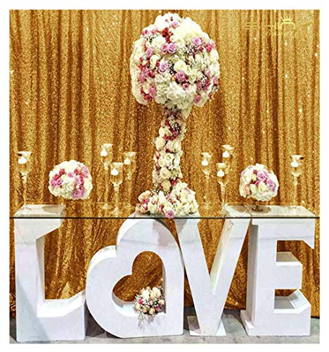 ShinyBeauty Gold Sequin BACKDROP-CURTAIN-4FTx8FT Sequin Photography Backdrop,Photo Booth Background,Sequin Christmas Backdrop Curtain (4FTx8FT, Gold)