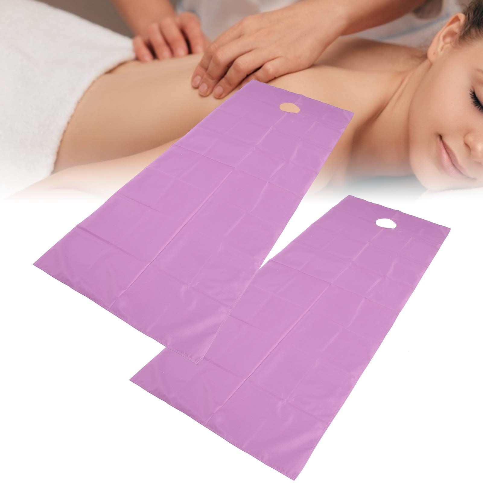 SPA Massage Table Cover 2Pcs - Oil Resistant, Waterproof, Reusable, Washable Purple Design with Face Hole Opening for Salon Beauty Therapy Beds