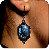 Agriajun Halloween Gothic Black Frame Ghost Cat Bat Witch Pumpkin Church Cameo Dangle Earrings for Women, Punk Goth Pendant Hook Earings Vintage Accessories Jewelry Gift