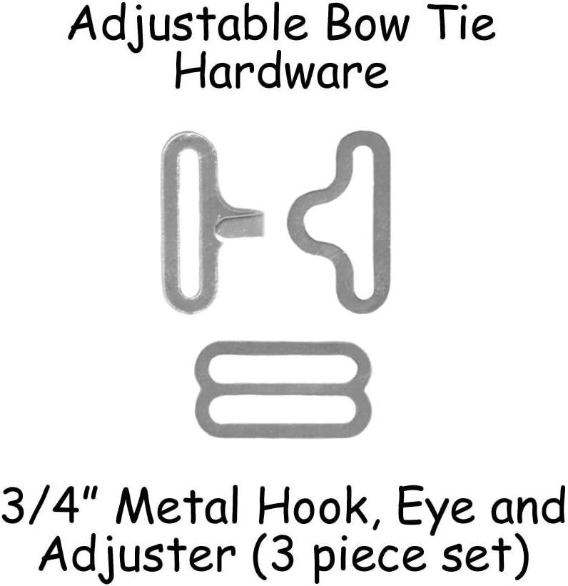 Adjustable Bow Tie Hardware Clips - 3/4" Silver Metal - 25 Sets
