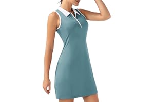FKEEP Women's Golf Tennis Dress Sport Activewear Zipper V-Neck with Shorts and Pocket Workout Athletic