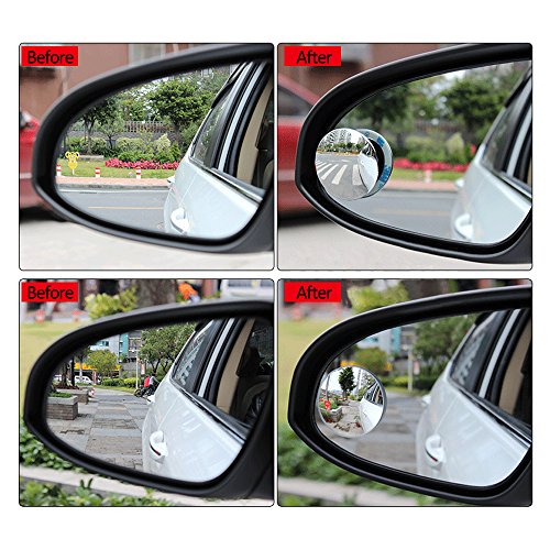 Blind Spot Mirror Frameless LIBERRWAY Wide Angle Mirror Adjustable Convex Rear View Mirror 360Â°Rotate for All Universal Vehicles Car Stick on Design 2 Pack