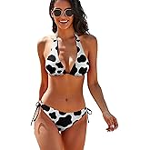 Bikini Sets for Women Two Piece Bathing Suits Sexy Halter Padded Bikini Swimsuits Side Tie Thong Bottom