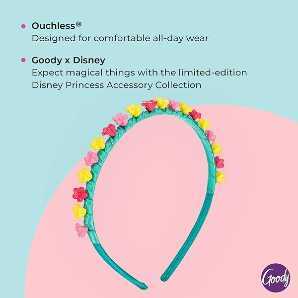 GOODY OUCHLESS HEADBAND FOR ALL HAIR TYPES – DISNEY PRINCESS, MOANA – COMFORT FIT FOR ALL-DAY WEAR – BEAUTIFUL DESIGN FOR INSTANT STYLE – PAIN-FREE HAIR ACCESSORIES FOR WOMEN, MEN, BOYS & GIRLS