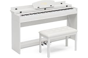 UMOMO U-710 88 Key Digital Piano Keyboard with Piano Bench, Full Size Electric Piano with Piano Stand, Headphone Jack, 3 Pedal, Electronic Piano for Beginner, Adults, White