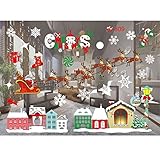 Clearance!! ZOMUSA Festival Christmas Glass Wall Decoration Removable Wall Sticker Christmas Tree Gifts Socks Santa Claus Print Wall Decals (I)