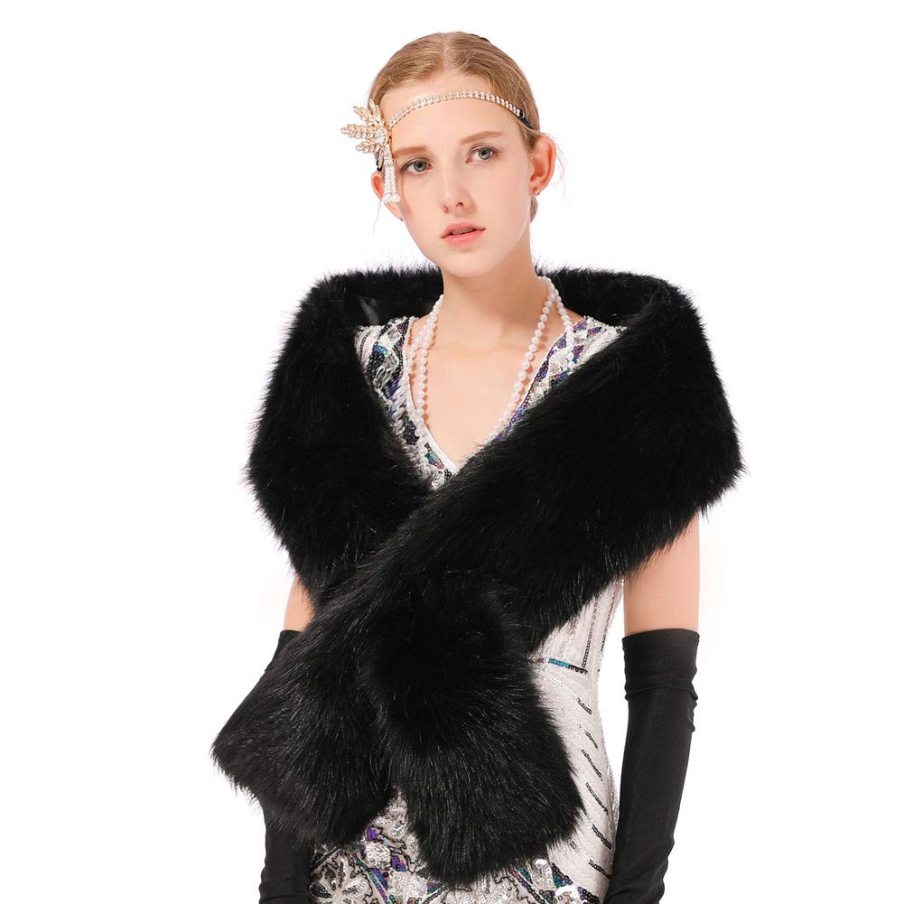 Dikoaina Women's Winter Fake Faux Fur Scarf Wrap Collar Shawl Shrug Dikoaina Women's Winter Fake Faux Fur Scarf Wrap Collar Shawl Shrug