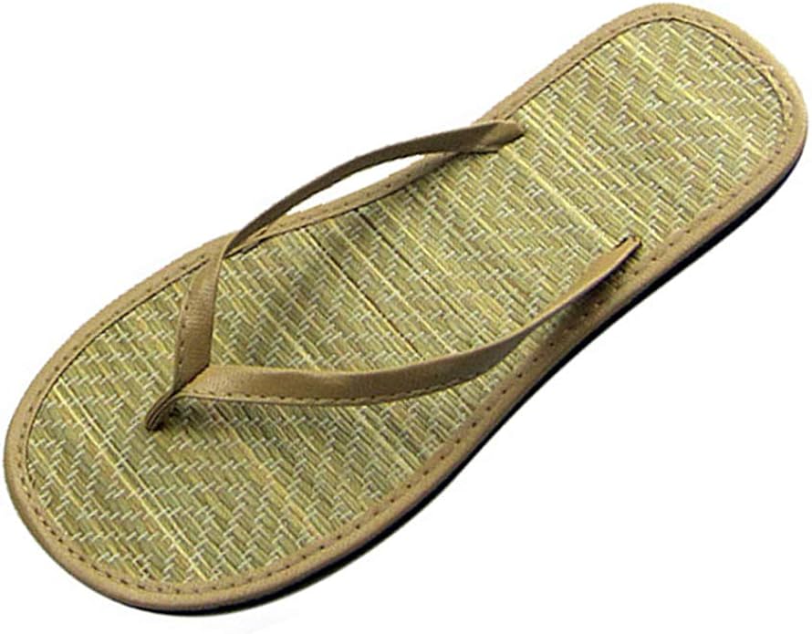 Women Slippers, Silent Bamboo Rattan Flat Flip Flops, Clip Toe On Straw