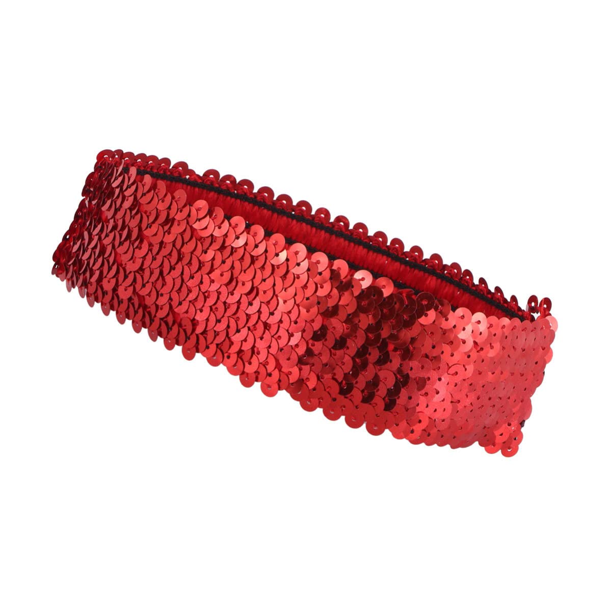 Uonlytech Red Headband Elastic Shiny Headbands Sequin Adjustable Non Slip Wide Sparkly Sports Hairband 1920s Glitter Headdress for Women Girls