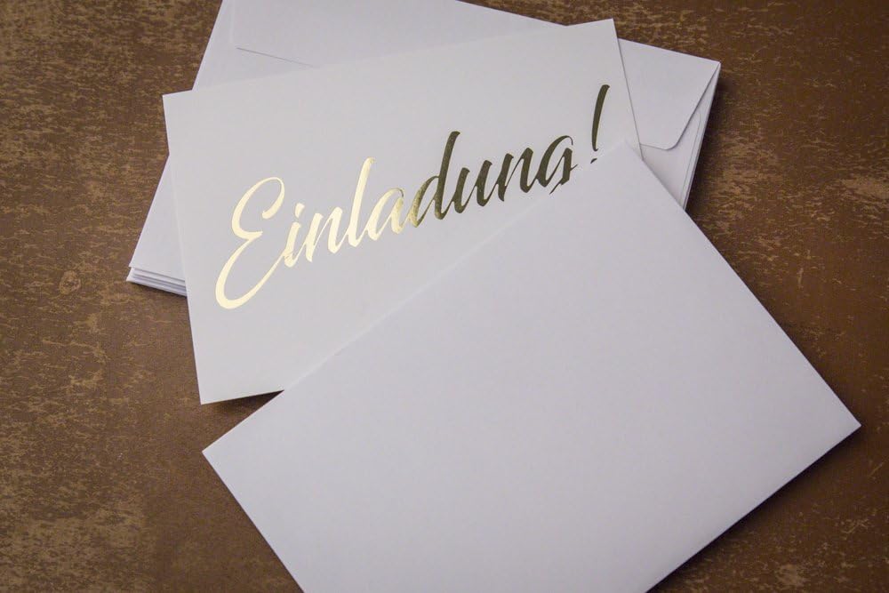 Gold invitation card, 10 single sided cards including 10 envelopes, stylish simple invitation for wedding birth, baby - Image 5