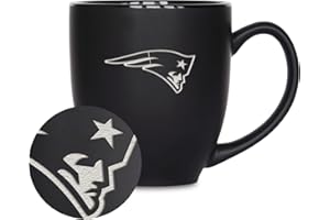 Rico Industries NFL Football 15oz Matte Black Bistro Mug - For Hot or Cold Drinks - Team Logo Etched For Unique Feel
