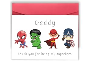 Londue Superhero Fathers Day Card Gifts for Dad, Funny Father's Day Card from Daughter Son, Happy Birthday Day Card Gifts for Him Daddy-Thank You for Being My Superhero