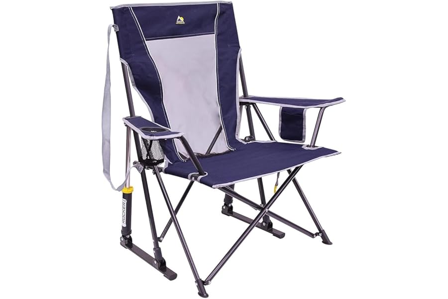 GCI Outdoor Comfort Pro Rocker Collapsible Rocking Chair & Outdoor Camping Chair, Indigo Blue
