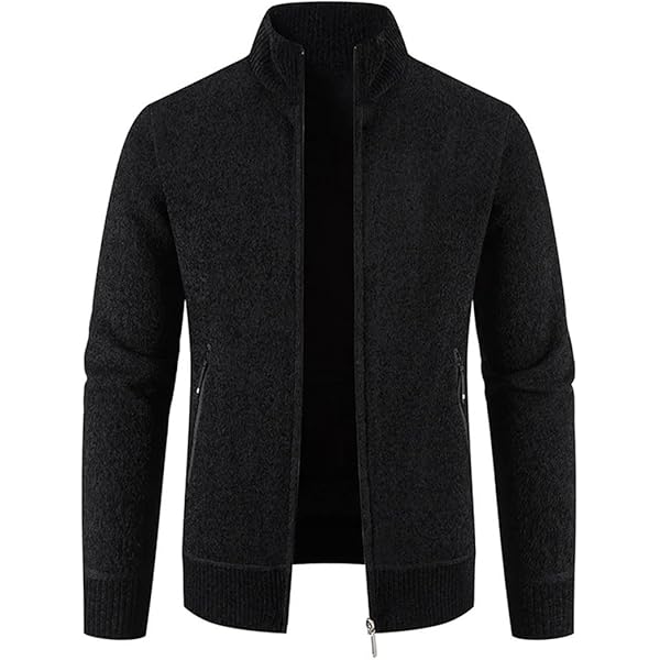 ★COOR★ Top fill wool collar cardigan (black) Amazon.com: Sweaters for Men, Men's Full Zip Up Cardigan