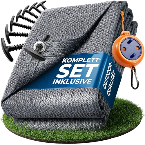 valuents Vorzeltteppich - blau/grau - Verschiedene Größen - Camping Teppich Outdoor - Zelteppich Wohnwagen/Wohnmobil inkl. Tragetasche +Plus: Wäschele