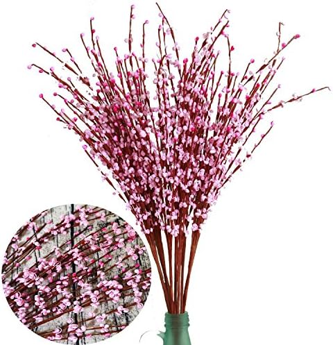 Artificial Flowers Fake Flower 10 Pieces Artificial Winter Jasmine Flowers for Wedding Bouquet Bride Holding Garlands Vine DIY Floral Art Plant Wedding Home Office Party Yard Decoration, Pink 29"