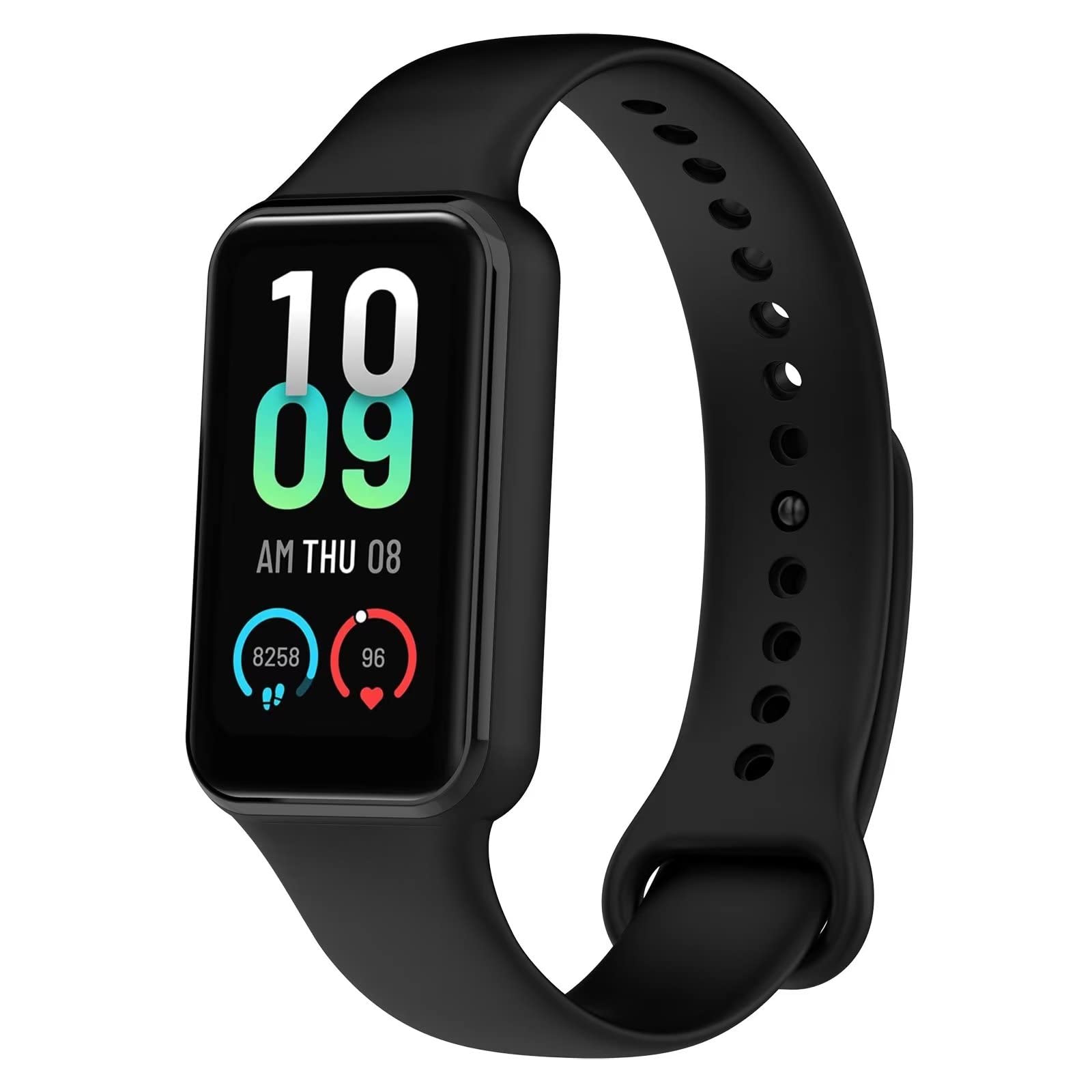 FTRONGRT Soft Silicone Watch Strap for Amazfit Band 7, Replacement Wristband Bands Bracelet for Amazfit Band 7 - Black