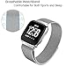hooroor Compatible with Fit bit Versa Bands Women Men, Milanese Loop Stainless Steel Metal Sport Bracelet Strap Magnet Lock Wristbands Replacement for Fit bit Versa Smart Watch (Silver, Small)