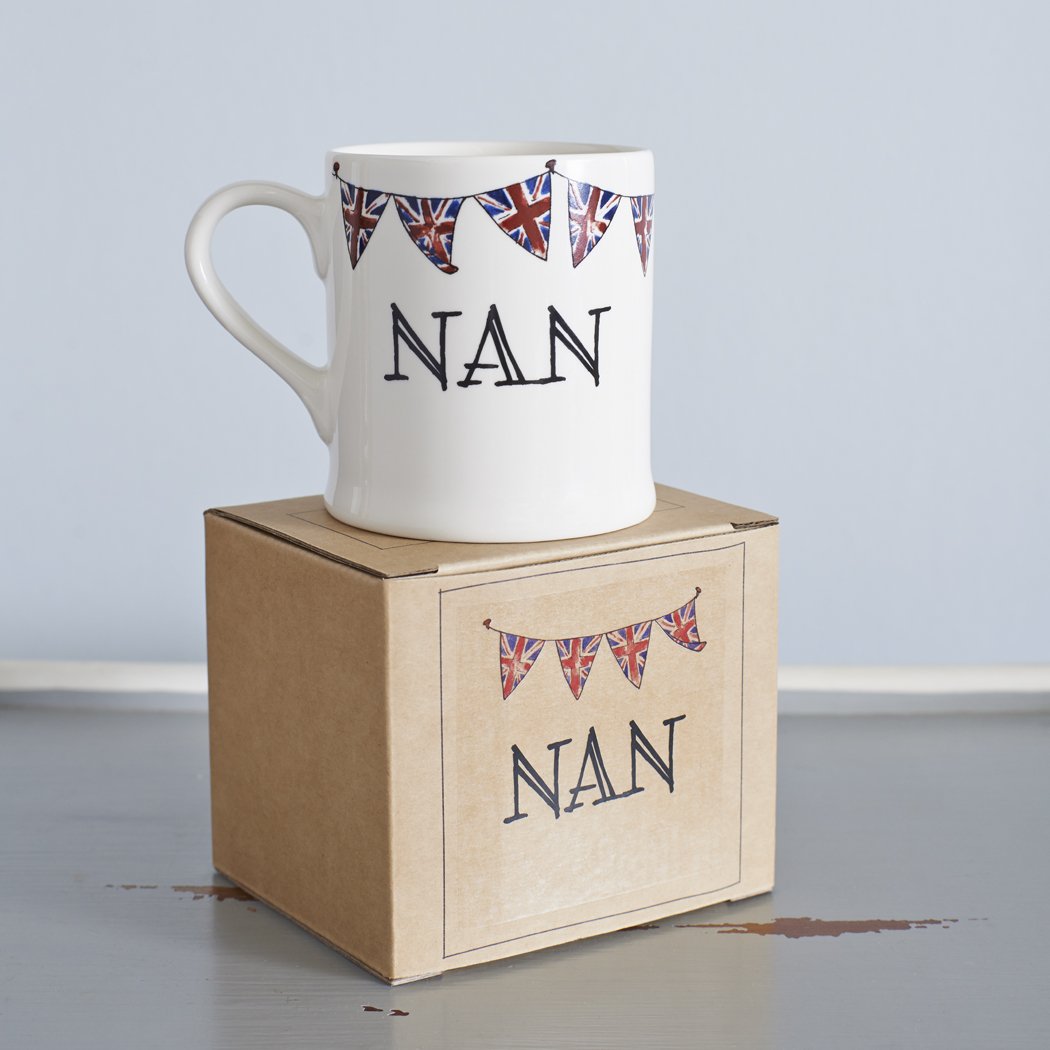 Sweet William Nan mug with Union Jack Bunting