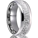 Concept Knight Black Tungsten Carbide Ring for Men and Women 8mm Inlaid Meteorite Fragments Men's Wedding Ring Frosted Polished Suitable for Engagement Anniversary
