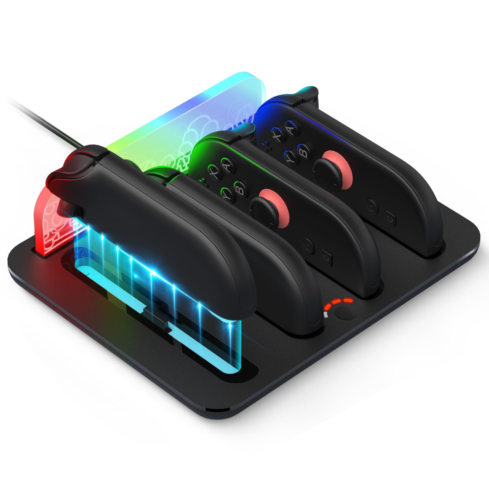 ID CHINSION Joy-Con Charging Dock for Nintendo Switch 2, JoyCons 2 Charger Accessories 4 in 1 with LED Indicator, Vibration RGB Light and Charging Cable