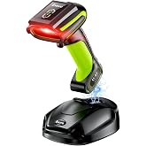 Eyoyo 3-in-1 Handheld 2D QR Industrial Wireless Barcode Scanner Bluetooth | Hands-free, Waterproof, Charging Dock &amp; Battery Indicator, 1D UPC Bar Code Reader for Computer Laptop Mac Android iPhone
