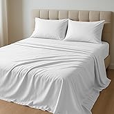 Tensoboo 100% Viscose from Bamboo Sheets Set King Size, Cooling & Anti-Pilling 4-Piece Bed Sheets Set for Hot Sleepers, 16 inch Deep Pocket, Luxury Soft Breathable, 400 TC, White