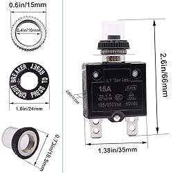 mxuteuk 2Pcs 15Amp Circuit Breakers Push Button