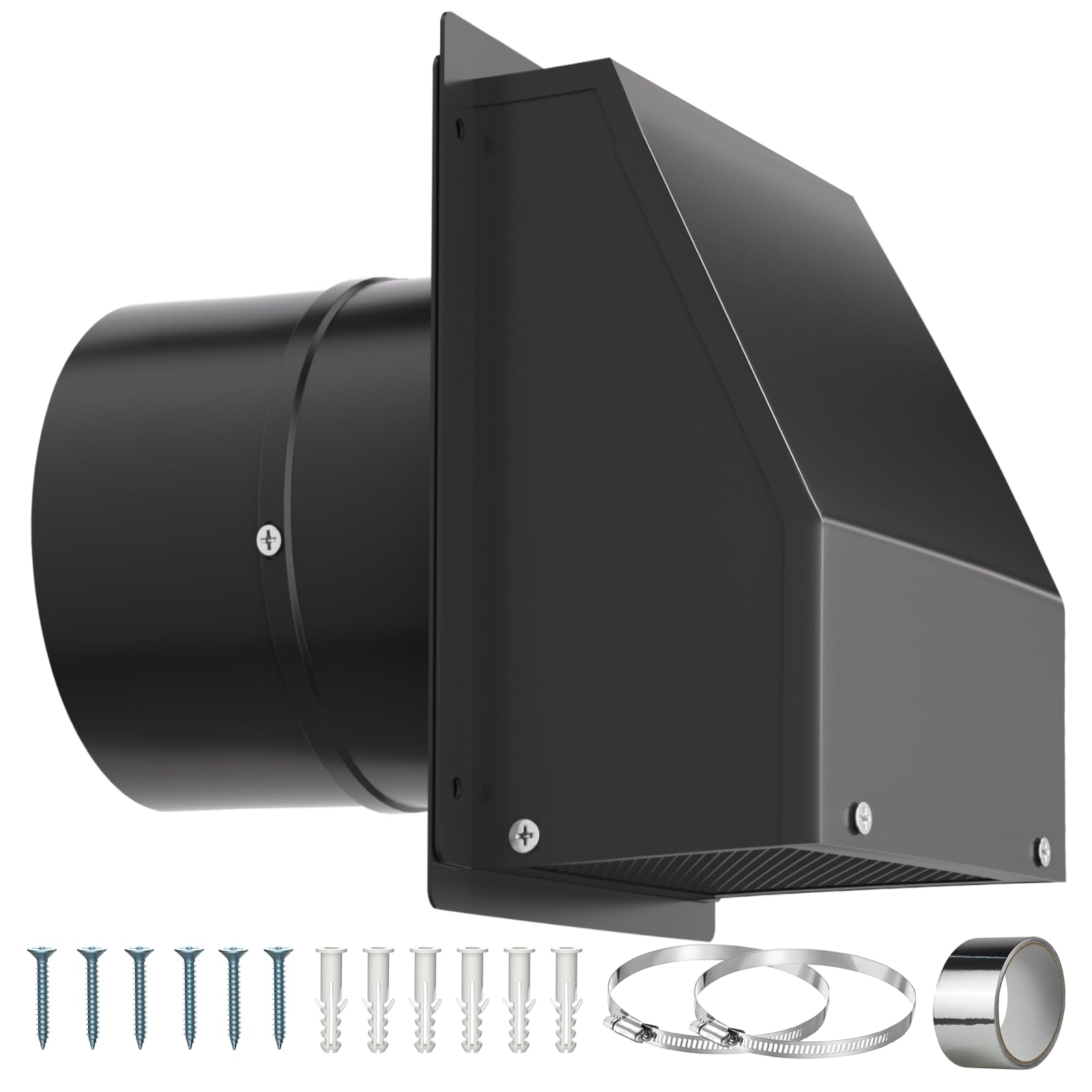 Photo 1 of 8 Inch Hooded Wall Vent with Screen and Damper, Galvanized Steel Exhaust Wall Vent, Outdoor Wall Vent Cap for Residential Housing Kitchen Rangeand Outside HVAC Duct Air Exhaust