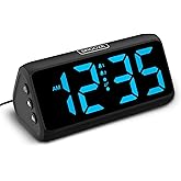 Netzu Digital Alarm Clocks for Bedrooms, Loud Alarm Clock with Dual Alarms, Bold Digits, 5 Dimmers, 4 Volumes, Snooze, Bedside Clock for Deep Sleepers Kids Teens Seniors, Plug in Clock, Easy to Set