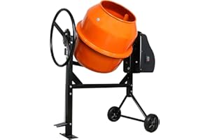 DAJYAWON Electric Cement Mixer, 4.3 Cubic Ft. Concrete Mixer with 550W Motor & 7-inch Wheels, 2/3 HP Portable Concrete Mixing Machine Tools for Stucco, Mortar, Seeds, Feed