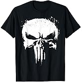 Marvel Punisher White Paint Splatter Skull Graphic T-Shirt T-Shirt