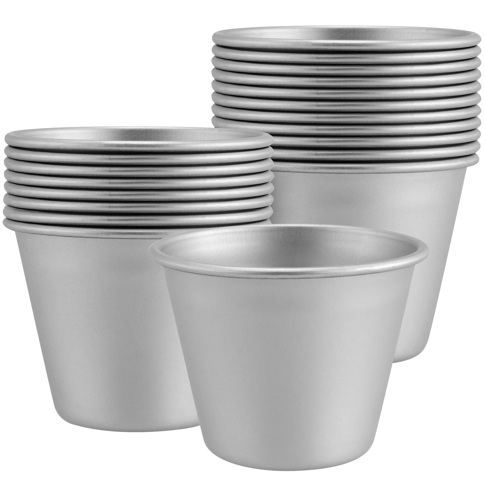 MUKLEI 20 PCS Dariole Moulds, Mini Pudding Basins, Pudding Mould, Individual Muffin Tins for Baking Cupcakes, Individual Puddings, 7 x 4.2 x 5.6cm