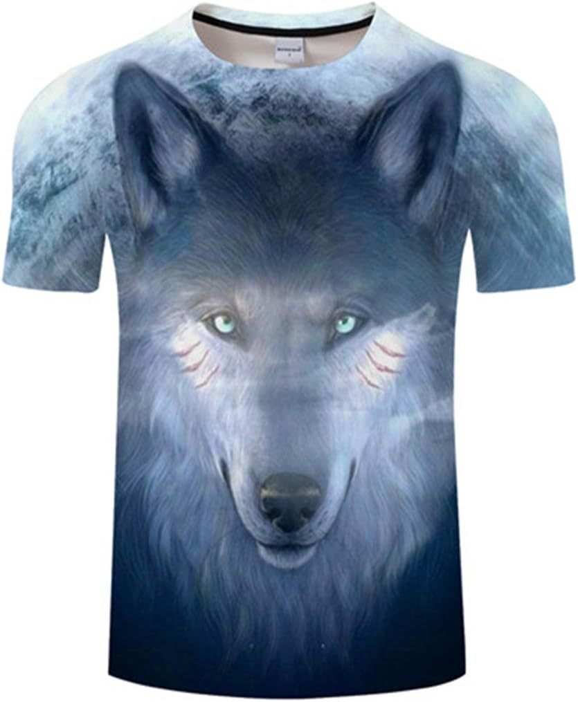 Moon Wolf 3D Tshirt Funny T Shirt Men T-Shirt Print Tee Tops Male Short Sleeve