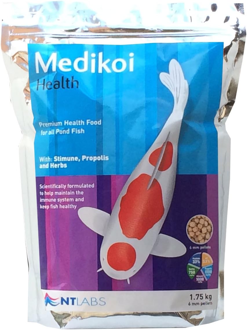 NT Labs Pond & Koi Fish Food Pellets Medikoi Health 1.75kg 6mm Bag Complete Food, 875 g (Pack of 2)