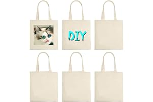 ORJ 6 PCS 15 x 16 Inch Blank Canvas Tote Bags for sublimation, DIY customization blank polyester tote bags